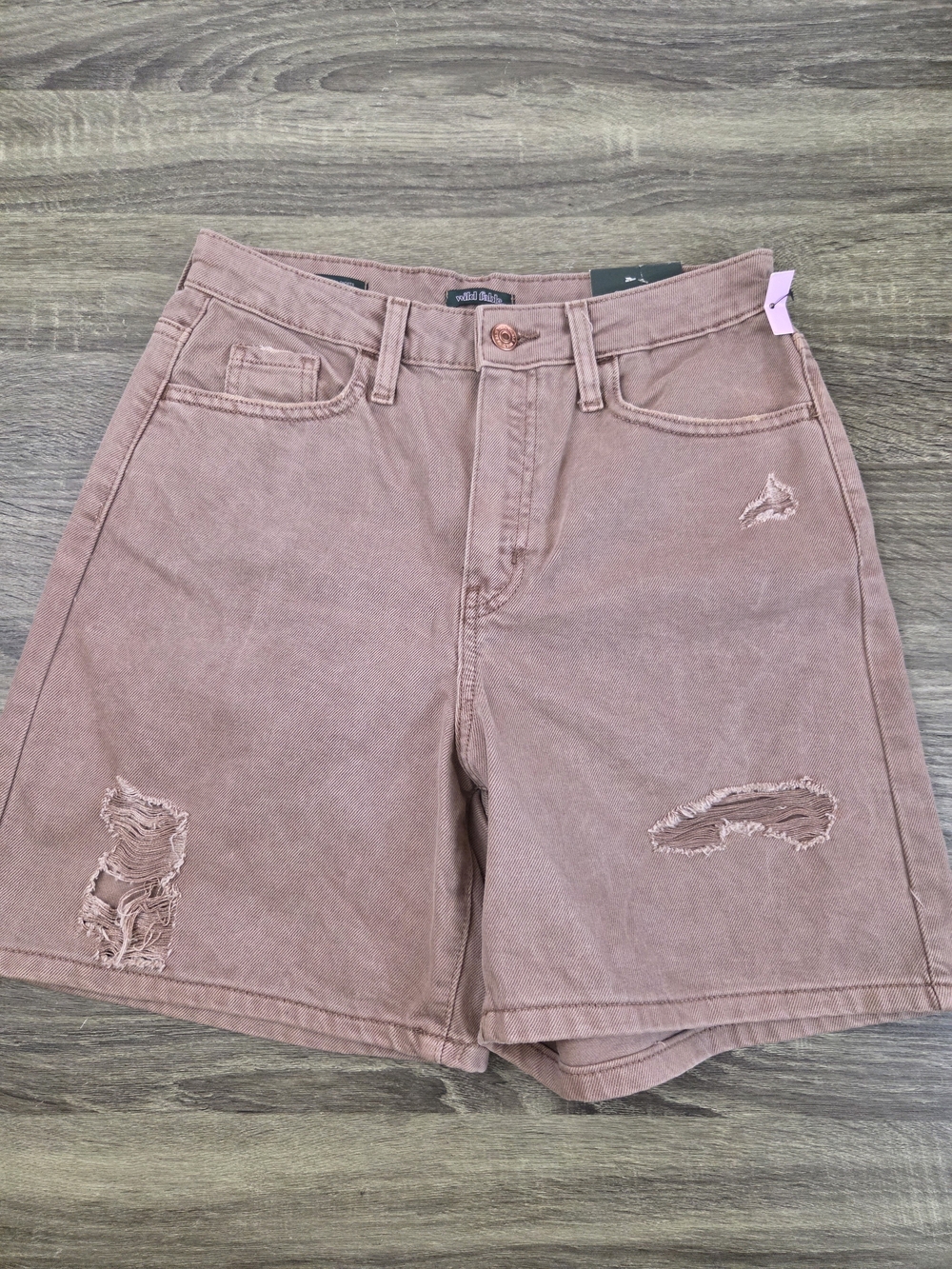 Wild Fable Highest Rise Bermuda Shorts Women's 4 / 27 Pink Distressed Denim NEW